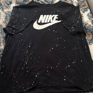 Nike Black Tee with White Logo and Splatter vintage with free additional item